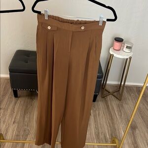 Chic Brown Pleated Trousers